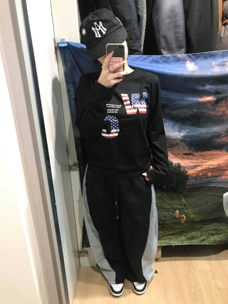 American Flag Graphic Oversized Long Sleeve Tee
