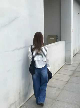 Gabi striped shoulder layered shirt
