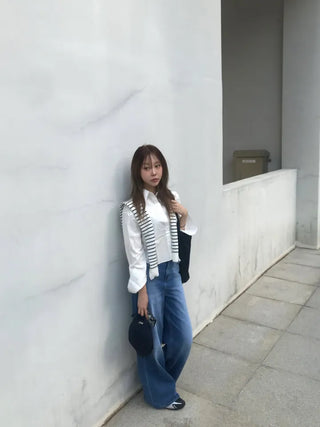 Gabi striped shoulder layered shirt