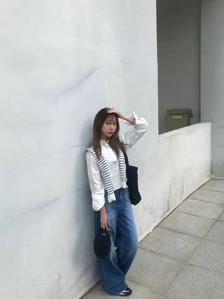Gabi striped shoulder layered shirt