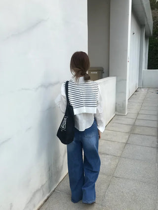 Gabi striped shoulder layered shirt
