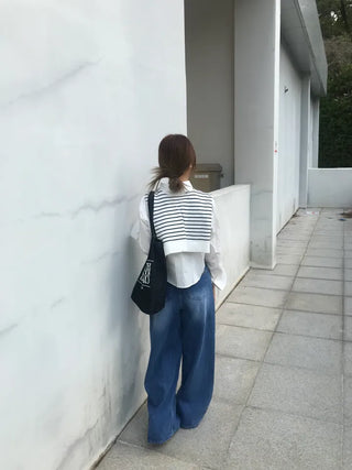 Gabi striped shoulder layered shirt