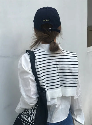 Gabi striped shoulder layered shirt