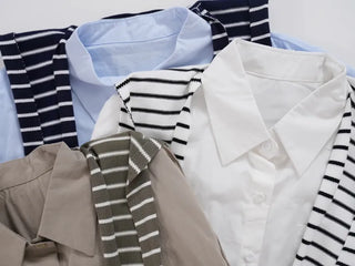 Gabi striped shoulder layered shirt