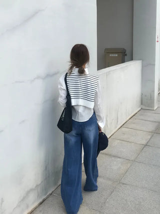 Gabi striped shoulder layered shirt