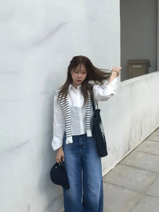 Gabi striped shoulder layered shirt