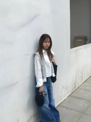 Gabi striped shoulder layered shirt