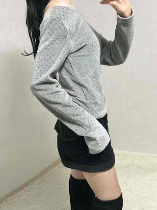 Cozy Soft Loose Fit Round Neck Long Sleeve T-shirt