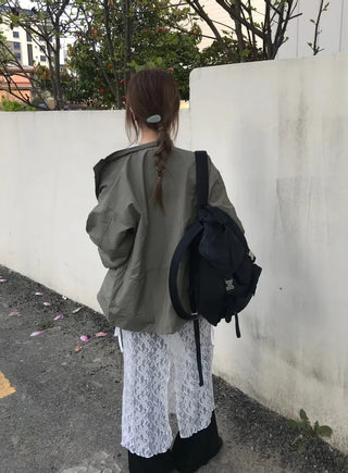 Nomi Single-layer Field Jacket with Waist Drawstring
