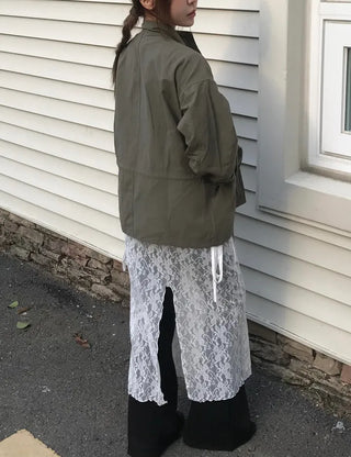 Nomi Single-layer Field Jacket with Waist Drawstring