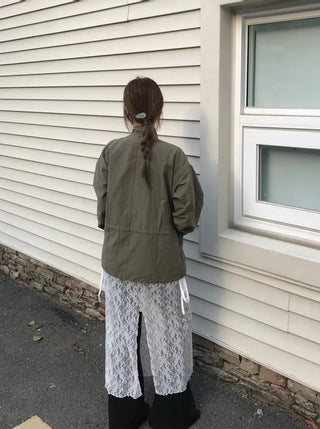 Nomi Single-layer Field Jacket with Waist Drawstring
