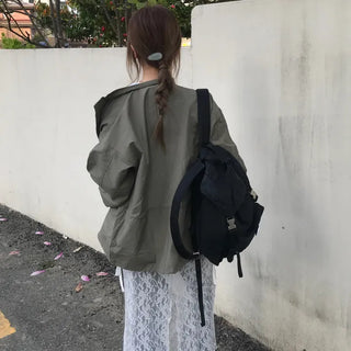 Nomi Single-layer Field Jacket with Waist Drawstring