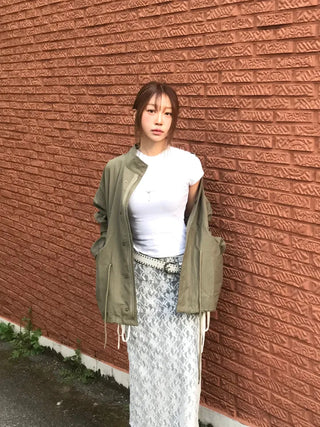 Nomi Single-layer Field Jacket with Waist Drawstring