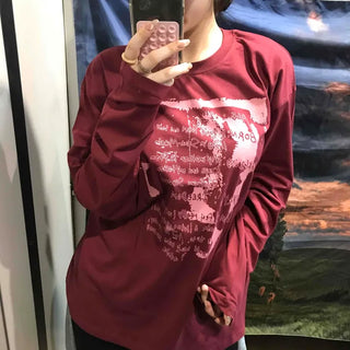 Printed Loose Fit Round Long Sleeve Tee