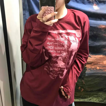Printed Loose Fit Round Long Sleeve Tee