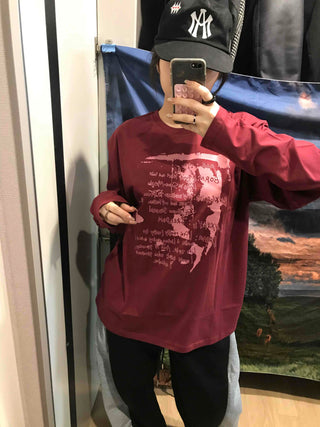 Printed Loose Fit Round Long Sleeve Tee