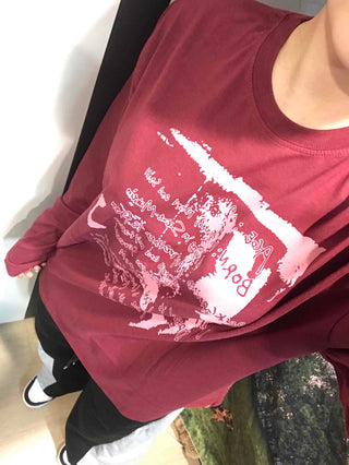 Printed Loose Fit Round Long Sleeve Tee