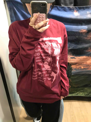 Printed Loose Fit Round Long Sleeve Tee