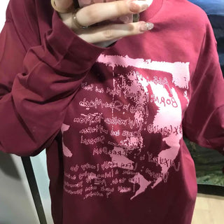Printed Loose Fit Round Long Sleeve Tee