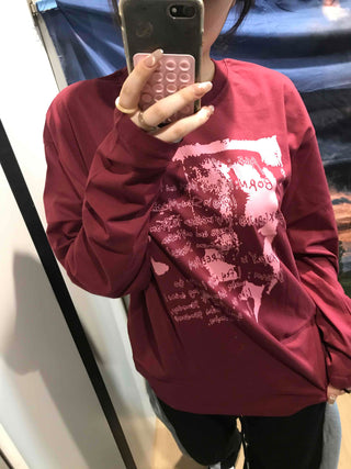 Printed Loose Fit Round Long Sleeve Tee