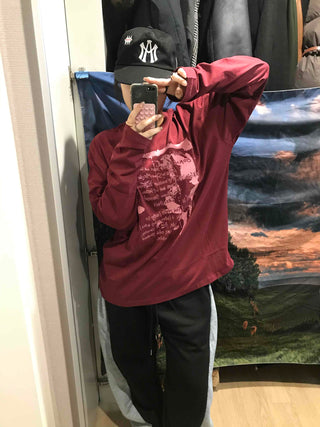 Printed Loose Fit Round Long Sleeve Tee