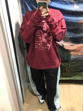 Printed Loose Fit Round Long Sleeve Tee