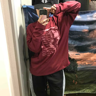 Printed Loose Fit Round Long Sleeve Tee