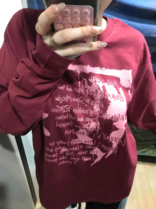 Printed Loose Fit Round Long Sleeve Tee