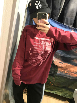 Printed Loose Fit Round Long Sleeve Tee