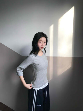 Soft Daily Round Neck 3/4 Slim Fit T-shirt