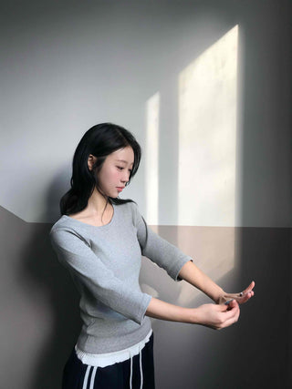 Soft Daily Round Neck 3/4 Slim Fit T-shirt