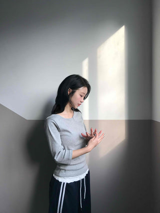 Soft Daily Round Neck 3/4 Slim Fit T-shirt