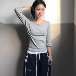 Soft Daily Round Neck 3/4 Slim Fit T-shirt