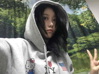 Vintage Mix Sticker Patch Boxy Fit Fleece Hoodie