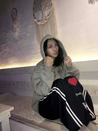 Vintage Mix Sticker Patch Boxy Fit Fleece Hoodie