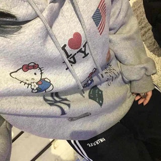 Vintage Mix Sticker Patch Boxy Fit Fleece Hoodie