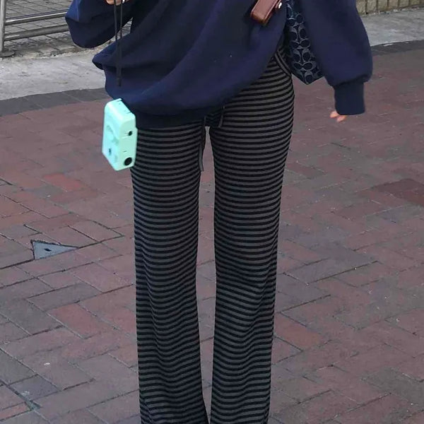 Urban Street Border Loose Fit Y2K Knit Long Pants