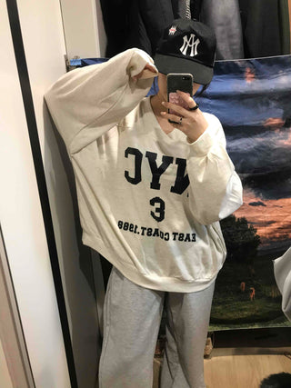 Big Logo Lettering V-Neck Oversized Sweatshirt