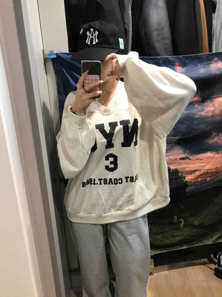 Big Logo Lettering V-Neck Oversized Sweatshirt