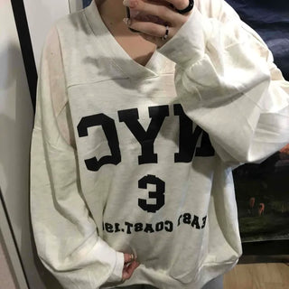 Big Logo Lettering V-Neck Oversized Sweatshirt