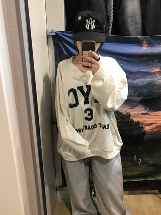 Big Logo Lettering V-Neck Oversized Sweatshirt