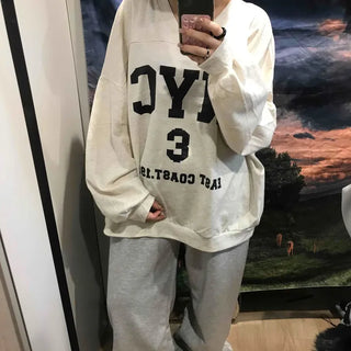 Big Logo Lettering V-Neck Oversized Sweatshirt