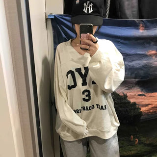Big Logo Lettering V-Neck Oversized Sweatshirt