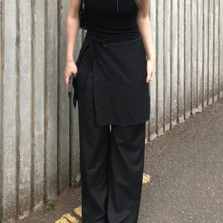 Dami Strap Layered Wrap Skirt Slacks