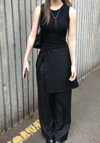 Dami Strap Layered Wrap Skirt Slacks