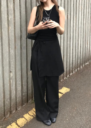 Dami Strap Layered Wrap Skirt Slacks