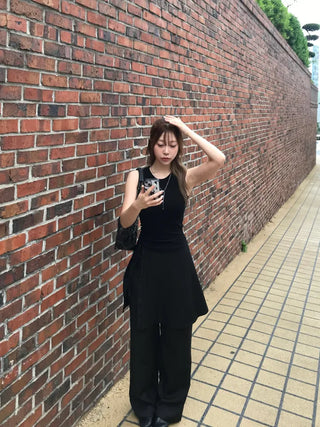 Dami Strap Layered Wrap Skirt Slacks