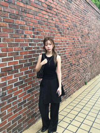 Dami Strap Layered Wrap Skirt Slacks