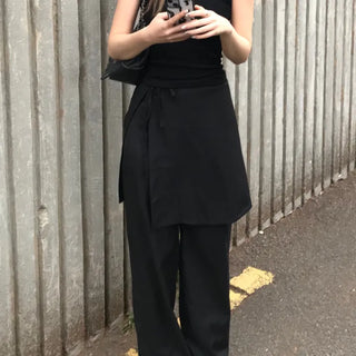 Dami Strap Layered Wrap Skirt Slacks