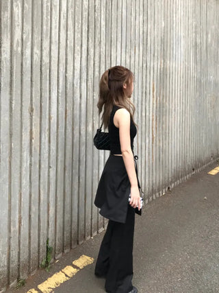 Dami Strap Layered Wrap Skirt Slacks